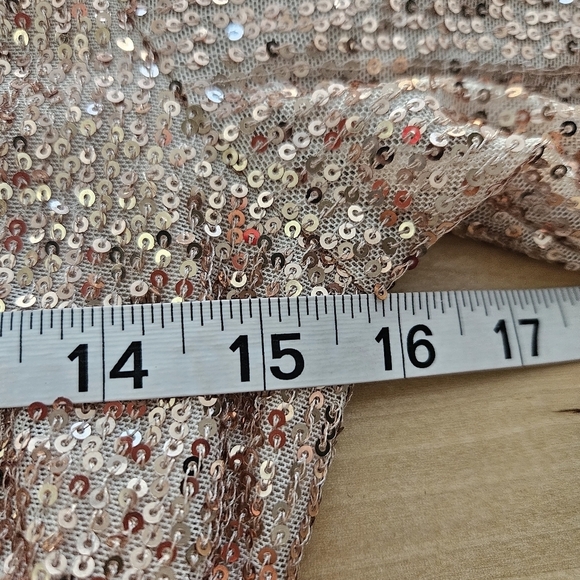 Baltic Born Bridesmaid Sequined Rose Gold Side Slit Maxi Dress Sz Small Coquette - Picture 9 of 11